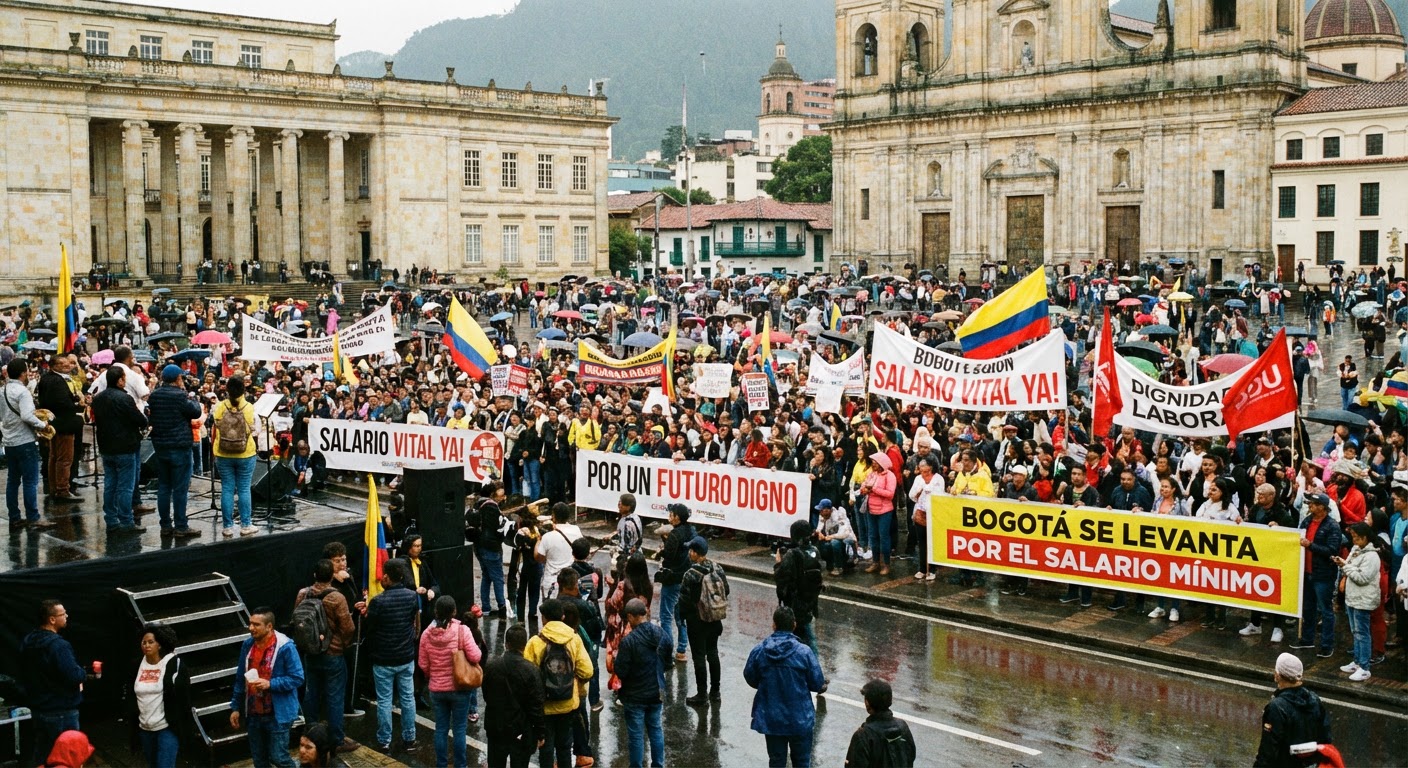 Movilizaciones en defensa del aumento del salario mínimo.